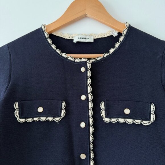 Sandro navy cropped jacket - Picture 2 of 3